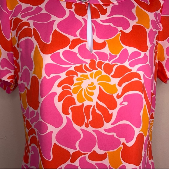 Size 6 Banana Republic Short Sleeve Colorful Dress Pink Orange Red Abstract - Picture 5 of 16
